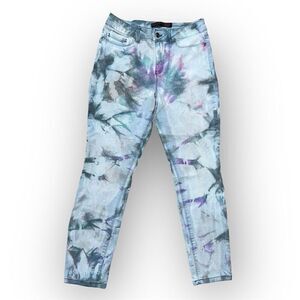 No Boundaries Tie Dyed Upcycled Cuffed Cropped Stretch Jeans Junior’s 9
